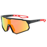 (12 PACK) Wholesale Sports Sunglasses New Arrival Sport Cycling Unisex Oversized Polarized 2024 - BulkSunglassesWholesale.com - Polarized Black Frame Red Mirrored